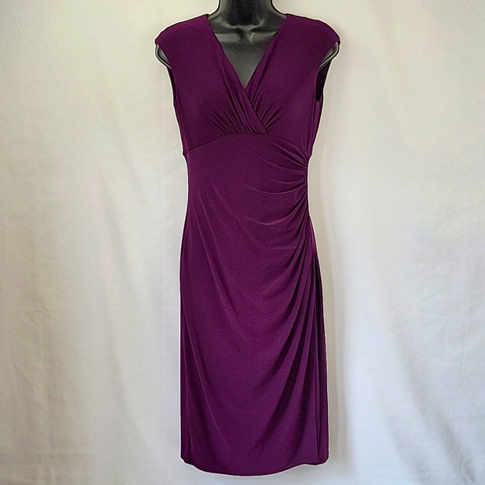 Lauren Ralph Lauren Surplice Ruched Waist Dress Purple Size 2